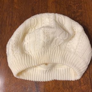 Cream white knit beret